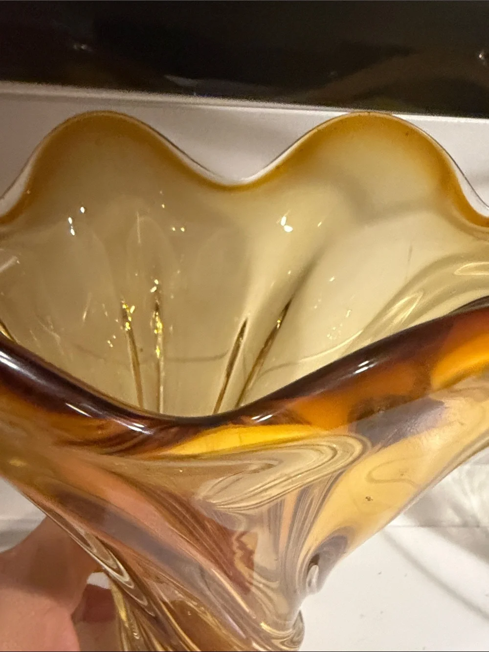 Amber Art Glass Vase - Home Art